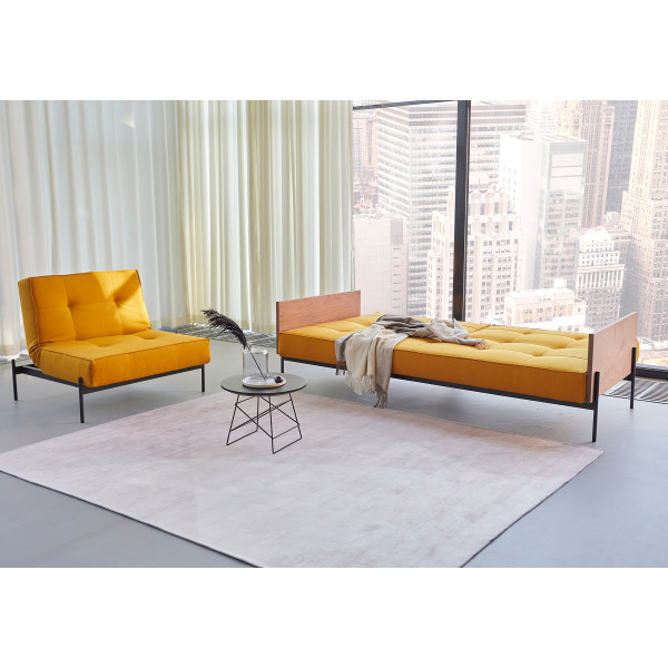 Желтый диван Innovation Living Splitback Lauge 115х210 см с подлокотниками