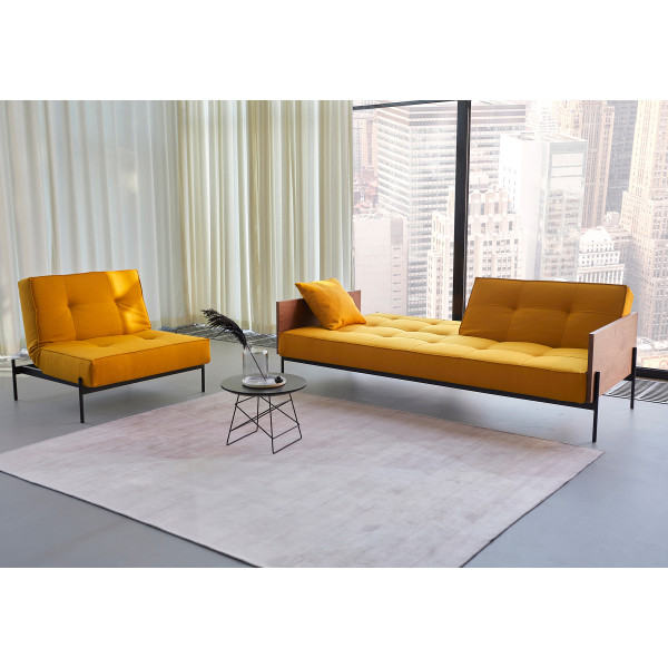 Желтый диван Innovation Living Splitback Lauge 115х210 см с подлокотниками