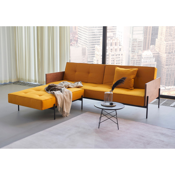 Желтый диван Innovation Living Splitback Lauge 115х210 см с подлокотниками