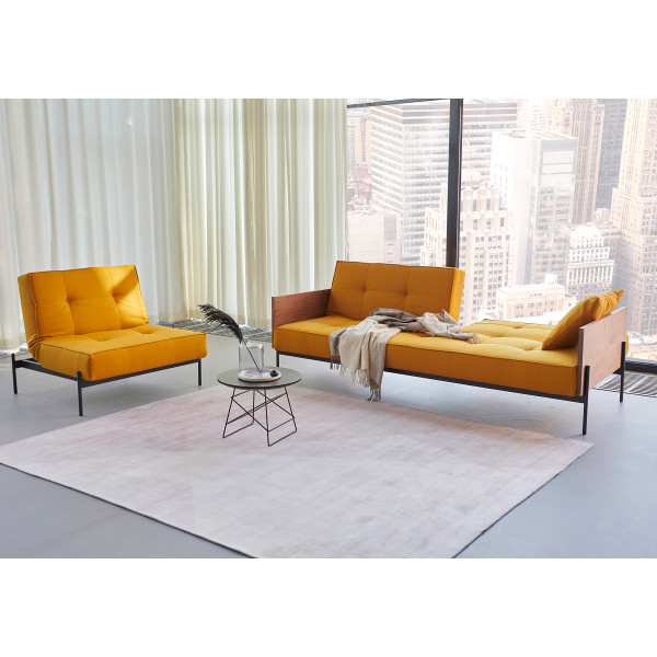 Желтый диван Innovation Living Splitback Lauge 115х210 см с подлокотниками